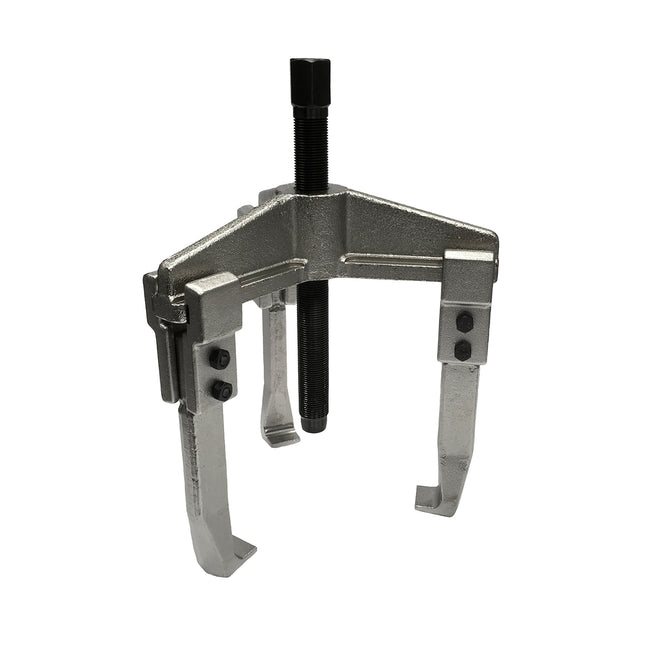 A three-legged mechanical bearing pullerset up for external pulling. part no 13215000