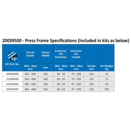 20039500 - Press Frame for 20T Loadstar