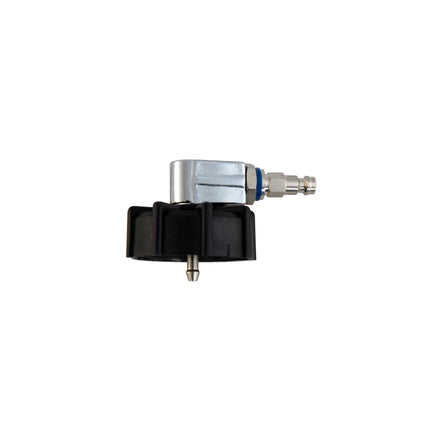side view of plastic brake bleeding cap with metal fitting