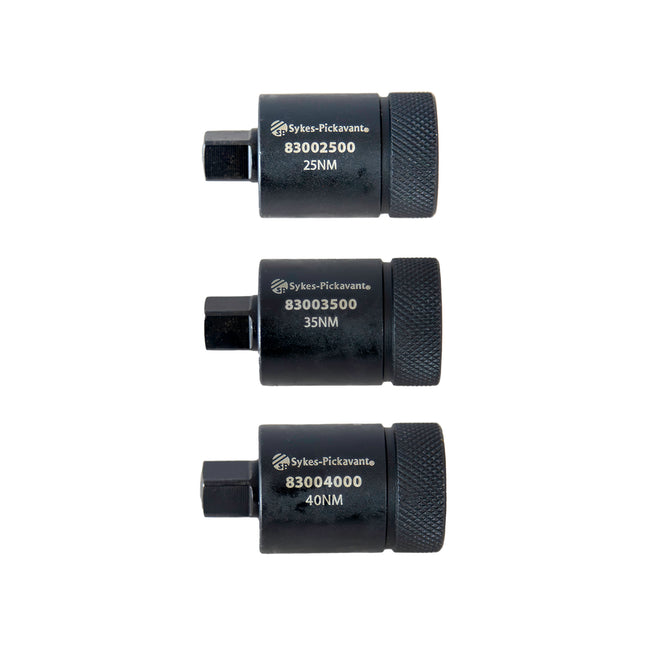 set of 3 different size preset torque adaptors, 25, 35 & 40Nm