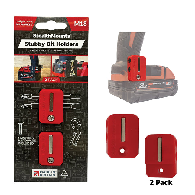 BH-M18-S-RED-2 - Stubby Magnetic Bit Holder - Milwaukee