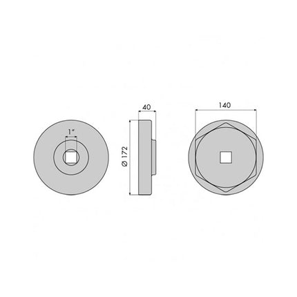 GO1324 - Hub Nut Socket - Hexagonal - S.A.F